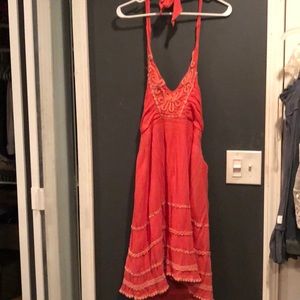Orange halter top summer dress